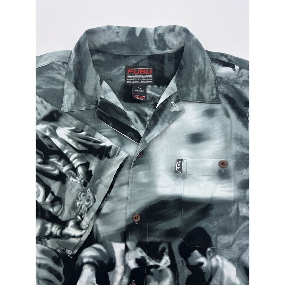 VTG FUBU Shirt Mens XL Gray Dice‎ Game Craps All Over Print AOP Y2K Baggy Street